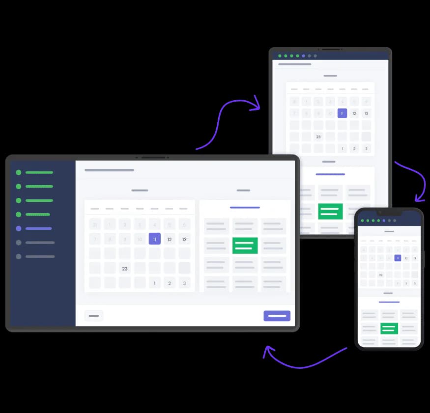 Mysched responsive scheduling interface across desktop, tablet and mobile